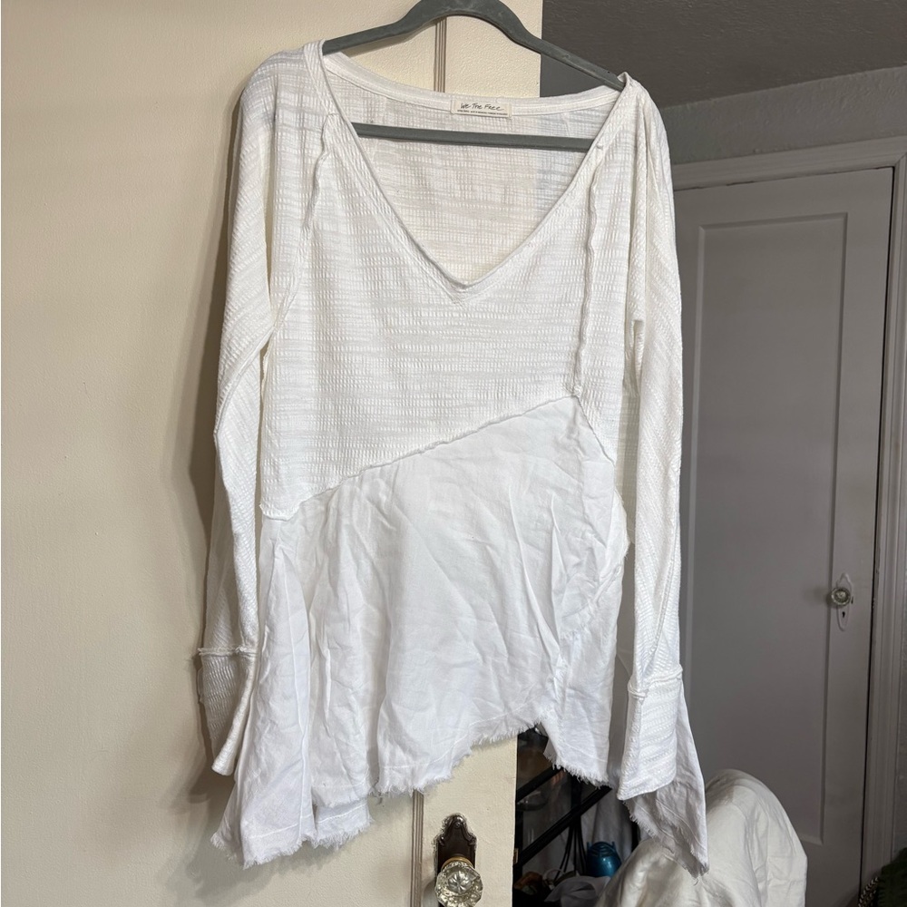 We The Free White Textured V-Neck Tunic